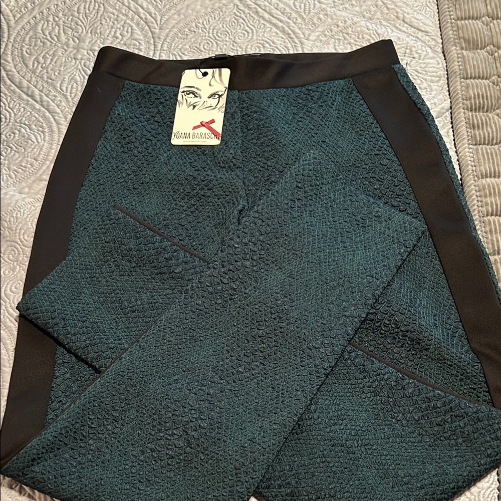 Yoana Baraschi Asymmetrical Teal and Black Skirt